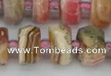 CRB838 15.5 inches 8*18mm faceted rondelle rhodochrosite beads