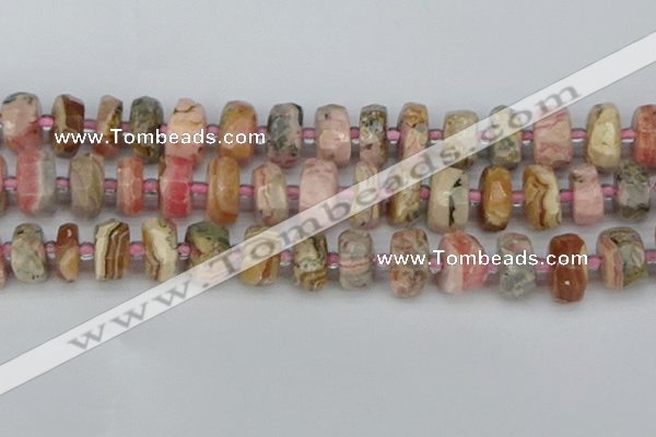 CRB838 15.5 inches 8*18mm faceted rondelle rhodochrosite beads