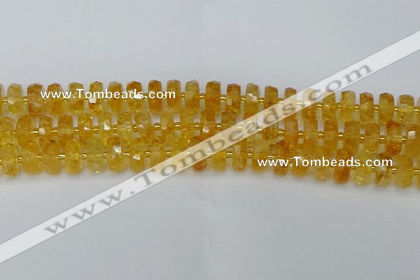 CRB844 15.5 inches 8*14mm faceted rondelle citrine beads