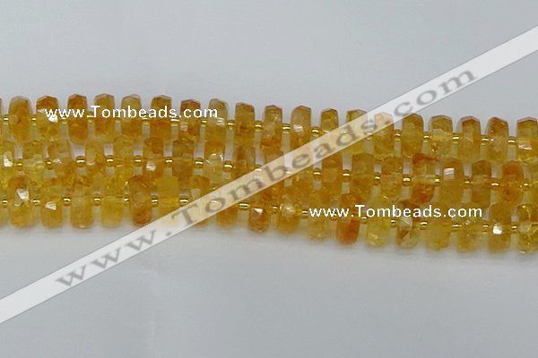 CRB846 15.5 inches 8*18mm faceted rondelle citrine beads