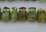 CRB850 15.5 inches 6*10mm faceted rondelle green garnet beads