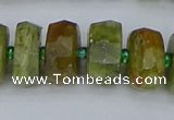 CRB851 15.5 inches 7*12mm faceted rondelle green garnet beads