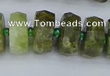 CRB853 15.5 inches 8*16mm faceted rondelle green garnet beads