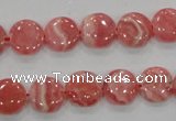 CRC106 15.5 inches 12mm flat round natural argentina rhodochrosite beads