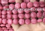 CRC1062 15.5 inches 14mm flat round rhodochrosite beads