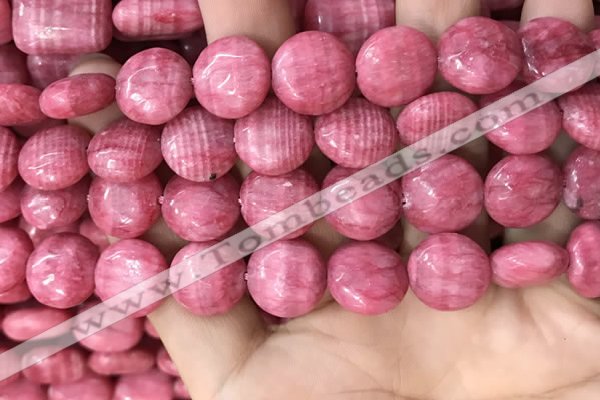 CRC1062 15.5 inches 14mm flat round rhodochrosite beads