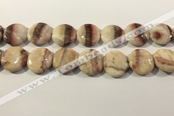 CRC1071 15.5 inches 25mm flat round rhodochrosite beads
