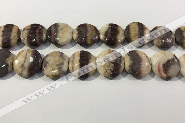 CRC1074 15.5 inches 25mm flat round rhodochrosite beads