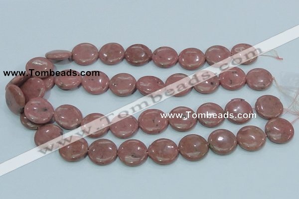 CRC207 16 inches 20mm flat round rhodochrosite gemstone beads