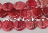 CRC23 15.5 inches 14mm flat round dyed rhodochrosite gemstone beads