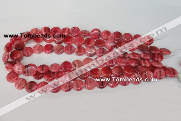 CRC23 15.5 inches 14mm flat round dyed rhodochrosite gemstone beads