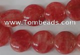 CRC24 15.5 inches 16mm flat round dyed rhodochrosite gemstone beads