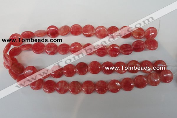 CRC24 15.5 inches 16mm flat round dyed rhodochrosite gemstone beads