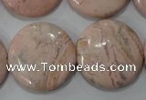 CRC308 15.5 inches 25mm flat round Peru rhodochrosite beads
