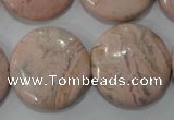 CRC308 15.5 inches 25mm flat round Peru rhodochrosite beads