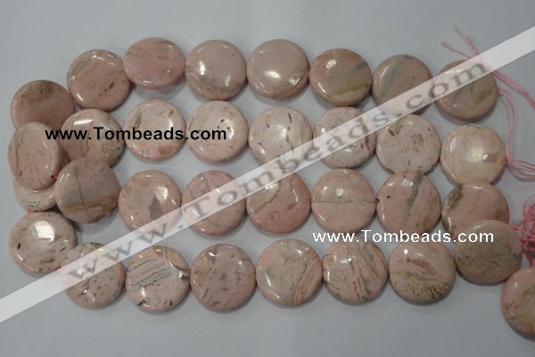 CRC308 15.5 inches 25mm flat round Peru rhodochrosite beads