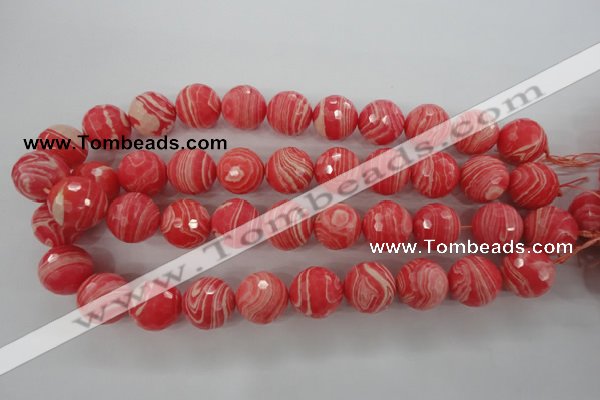 CRC406 15.5 inches 16mm faceted round synthetic rhodochrosite beads