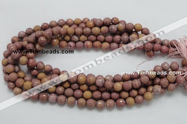 CRC59 15.5 inches 10mm faceted round rhodochrosite gemstone beads