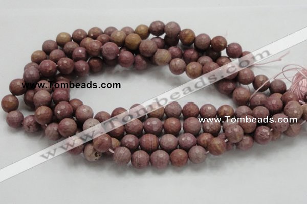 CRC60 15.5 inches 12mm faceted round rhodochrosite gemstone beads