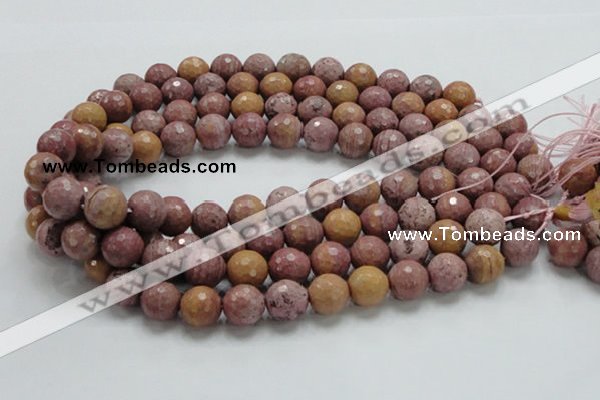 CRC61 15.5 inches 14mm faceted round rhodochrosite gemstone beads