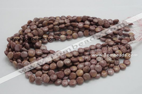 CRC71 15.5 inches 10mm flat round rhodochrosite gemstone beads