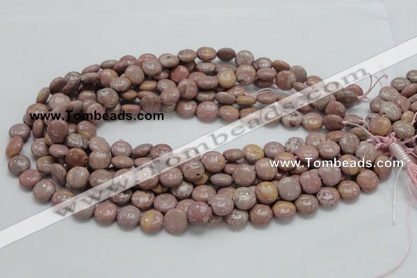 CRC72 15.5 inches 12mm flat round rhodochrosite gemstone beads