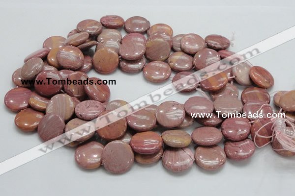 CRC74 15.5 inches 20mm flat round rhodochrosite gemstone beads