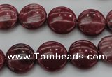 CRC815 15.5 inches 14mm flat round Brazilian rhodochrosite beads