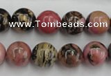 CRD04 15.5 inches 12mm round natural rhodonite gemstone beads