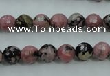 CRD12 15.5 inches 8mm faceted round rhodonite gemstone beads