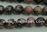 CRD14 15.5 inches 10mm faceted round rhodonite gemstone beads