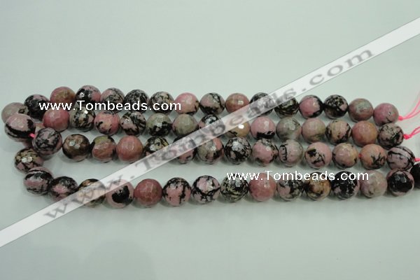 CRD15 15.5 inches 12mm faceted round rhodonite gemstone beads