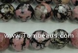 CRD17 15.5 inches 16mm faceted round rhodonite gemstone beads