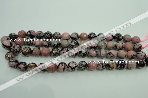 CRD17 15.5 inches 16mm faceted round rhodonite gemstone beads