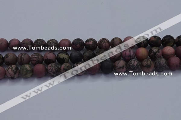 CRD27 15.5 inches 12mm round matte rhodonite beads wholesale