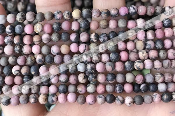 CRD30 15.5 inches 4mm round matte rhodonite beads wholesale