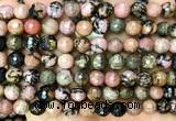 CRD374 15 inches 8mm faceted round rhodonite beads wholesale