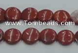 CRE06 16 inches 12mm flat round natural red jasper beads wholesale