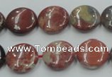 CRE07 16 inches 15mm flat round natural red jasper beads wholesale