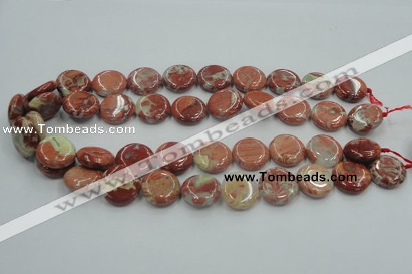 CRE08 16 inches 20mm flat round natural red jasper beads wholesale