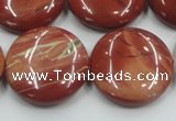 CRE09 16 inches 25mm flat round natural red jasper beads wholesale