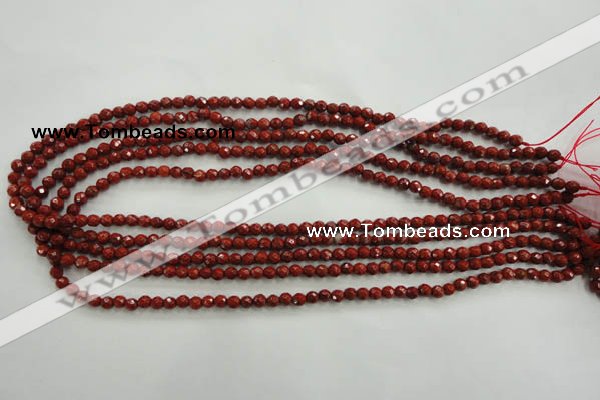 CRE151 15.5 inches 4mm faceted round red jasper beads wholesale