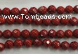 CRE152 15.5 inches 6mm faceted round red jasper beads wholesale