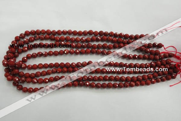 CRE152 15.5 inches 6mm faceted round red jasper beads wholesale