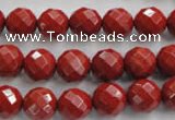 CRE154 15.5 inches 10mm faceted round red jasper beads wholesale