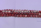 CRE161 15.5 inches 6mm round matte red jasper beads