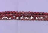 CRE162 15.5 inches 8mm round matte red jasper beads