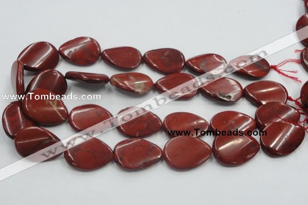 CRE18 16 inches 22*30mm twisted teardrop natural red jasper beads wholesale