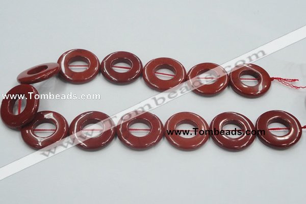 CRE22 16 inches 30mm donut natural red jasper beads wholesale