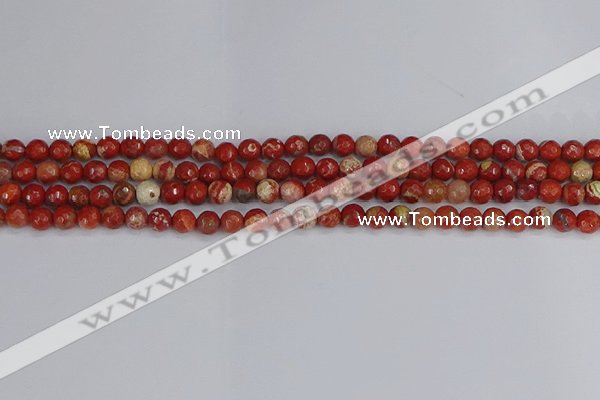 CRE330 15.5 inches 4mm faceted round red jasper beads